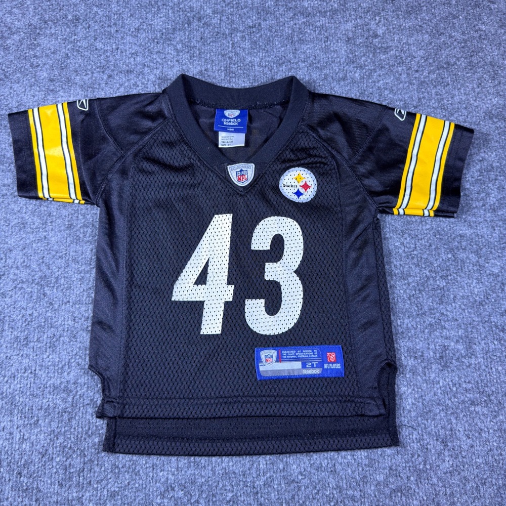 Vintage Reebok NFL Pittsburgh Steelers Troy Polamalu 43 Jersey Black Kids 2T